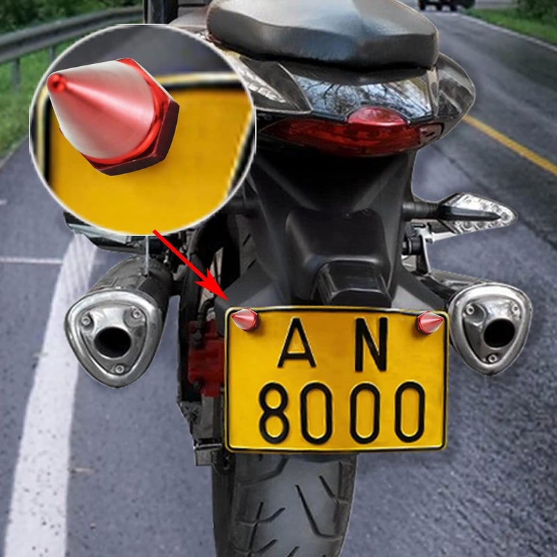 Abfer Car License Plate Screws Spike Shape License Plate Fasteners bolt 4Pcs Anti Theft License Plate Screw Frame Kit Fit for Most Vehicle Motorcycles Trucks (red) - Image 3